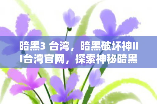 暗黑3 台湾，暗黑破坏神III台湾官网，探索神秘暗黑世界的新篇章