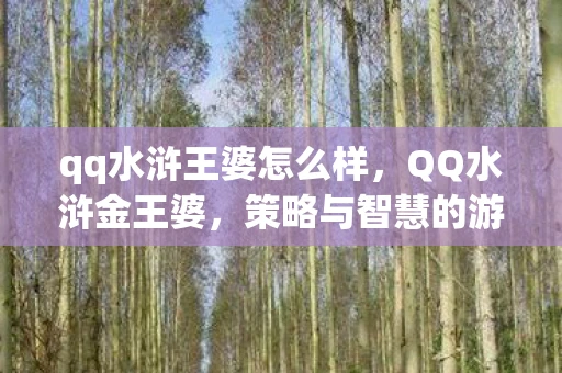 qq水浒王婆怎么样,QQ水浒金王婆,策略与智慧的游戏体验 qq水浒王婆怎么样,QQ水浒金王婆,策略与智慧的游戏体验