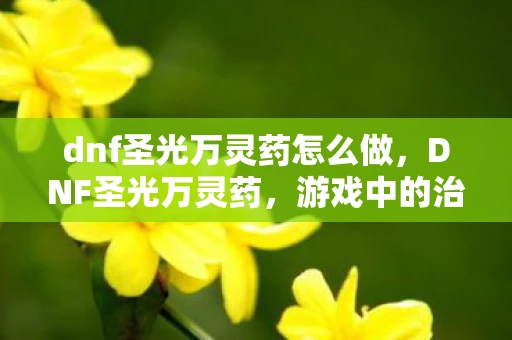 dnf圣光万灵药怎么做,DNF圣光万灵药,游戏中的治愈之光 dnf圣光万灵药怎么做,DNF圣光万灵药,游戏中的治愈之光