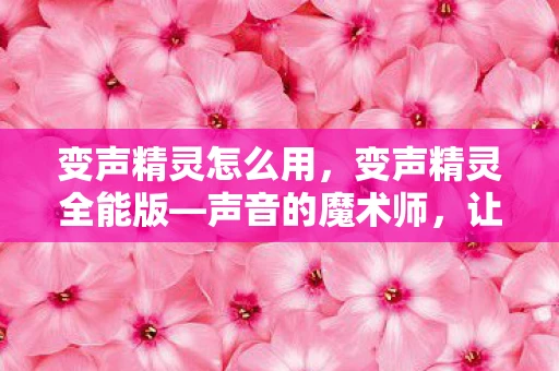 变声精灵怎么用,变声精灵全能版—声音的魔术师,让你的声音更具魅力 变声精灵怎么用,变声精灵全能版—声音的魔术师,让你的声音更具魅力