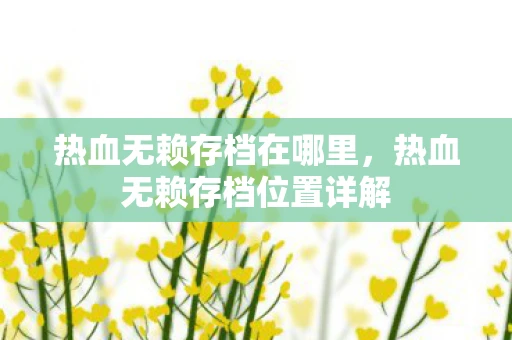 热血无赖存档在哪里,热血无赖存档位置详解 热血无赖存档在哪里,热血无赖存档位置详解