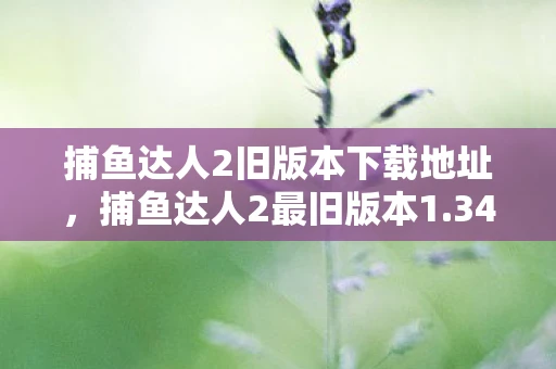 捕鱼达人2旧版本下载地址，捕鱼达人2最旧版本1.34下载攻略及体验分享