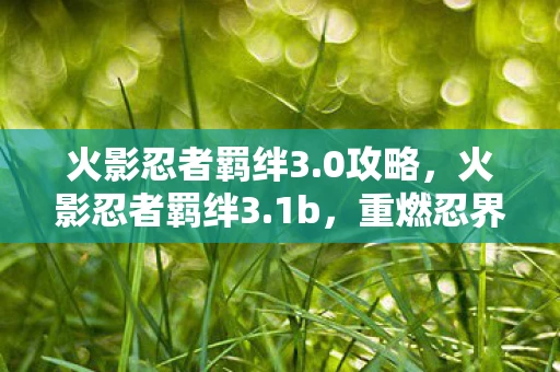 火影忍者羁绊3.0攻略，火影忍者羁绊3.1b，重燃忍界战火，探寻羁绊之力