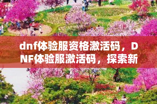 dnf体验服资格激活码,DNF体验服激活码,探索新内容与独特体验 dnf体验服资格激活码,DNF体验服激活码,探索新内容与独特体验