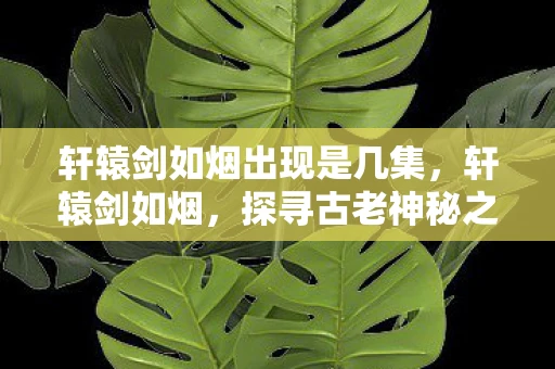 轩辕剑如烟出现是几集，轩辕剑如烟，探寻古老神秘之剑的资讯频道