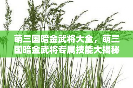 萌三国暗金武将大全,萌三国暗金武将专属技能大揭秘 萌三国暗金武将大全,萌三国暗金武将专属技能大揭秘