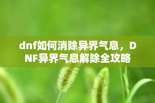dnf如何消除异界气息，DNF异界气息解除全攻略