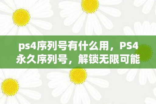 ps4序列号有什么用,PS4永久序列号,解锁无限可能,畅享极致游戏世界 ps4序列号有什么用,PS4永久序列号,解锁无限可能,畅享极致游戏世界