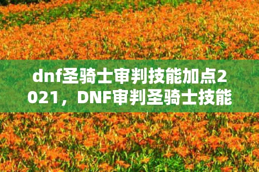 dnf圣骑士审判技能加点2021，DNF审判圣骑士技能加点攻略