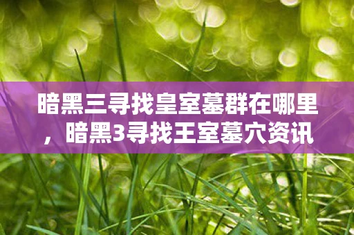 暗黑三寻找皇室墓群在哪里,暗黑3寻找王室墓穴资讯频道,探索神秘宝藏的指南 暗黑三寻找皇室墓群在哪里,暗黑3寻找王室墓穴资讯频道,探索神秘宝藏的指南