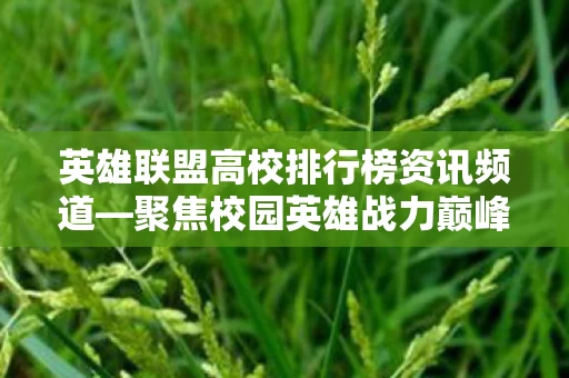 英雄联盟高校排行榜资讯频道图片