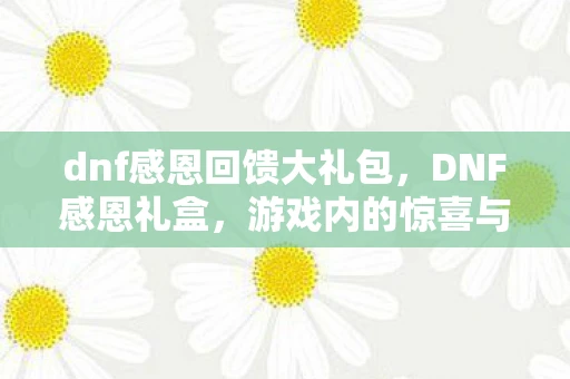 dnf感恩回馈大礼包,DNF感恩礼盒,游戏内的惊喜与玩家情感的纽带 dnf感恩回馈大礼包,DNF感恩礼盒,游戏内的惊喜与玩家情感的纽带