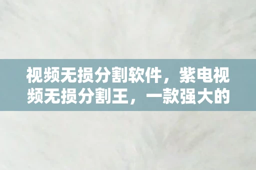 视频无损分割软件，紫电视频无损分割王，一款强大的视频处理工具
