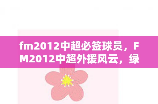 fm2012中超必签球员，FM2012中超外援风云，绿茵场上的外籍巨星