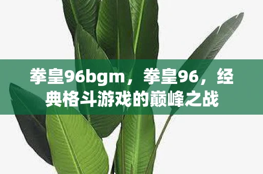 拳皇96bgm，拳皇96，经典格斗游戏的巅峰之战
