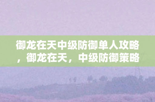 御龙在天中级防御单人攻略，御龙在天，中级防御策略与单人挑战