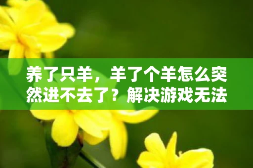 养了只羊,羊了个羊怎么突然进不去了?解决游戏无法登录的方法与原因分析 养了只羊,羊了个羊怎么突然进不去了?解决游戏无法登录的方法与原因分析