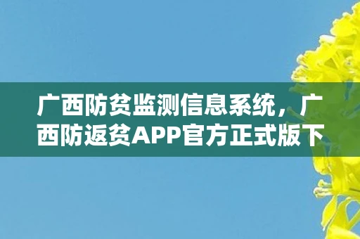 广西防贫监测信息系统,广西防返贫APP官方正式版下载及使用指南 广西防贫监测信息系统,广西防返贫APP官方正式版下载及使用指南