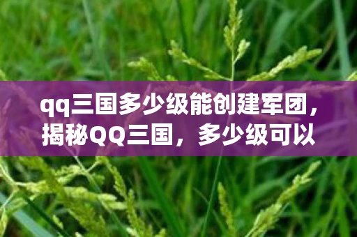 qq三国多少级能创建军团,揭秘QQ三国,多少级可以创建军团?攻略大解密! qq三国多少级能创建军团,揭秘QQ三国,多少级可以创建军团?攻略大解密!