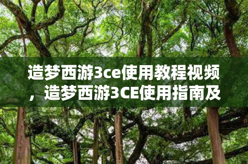 造梦西游3ce使用教程视频,造梦西游3CE使用指南及相关游戏内容 造梦西游3ce使用教程视频,造梦西游3CE使用指南及相关游戏内容