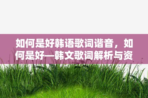 如何是好韩语歌词谐音，如何是好—韩文歌词解析与资讯频道探索