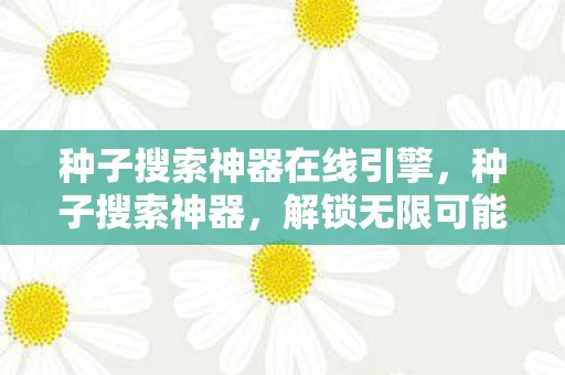 种子搜索神器在线引擎，种子搜索神器，解锁无限可能的数字宝藏