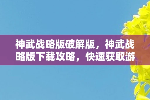 神武战略版破解版，神武战略版下载攻略，快速获取游戏资源，开启你的奇幻冒险之旅！