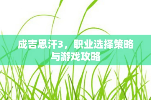 职业选择策略与游戏攻略图片