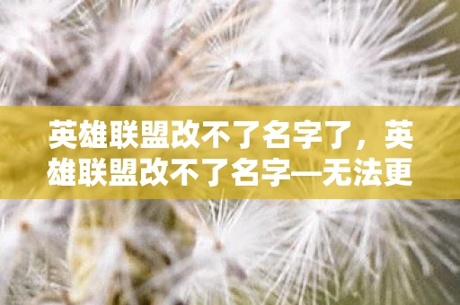 英雄联盟改不了名字了,英雄联盟改不了名字—无法更改昵称的困扰与解决之道 英雄联盟改不了名字了,英雄联盟改不了名字—无法更改昵称的困扰与解决之道