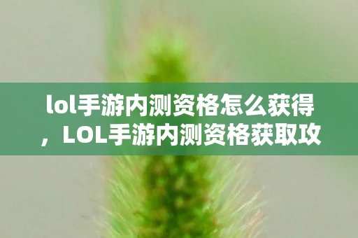 lol手游内测资格怎么获得,LOL手游内测资格获取攻略及游戏特色解析 lol手游内测资格怎么获得,LOL手游内测资格获取攻略及游戏特色解析