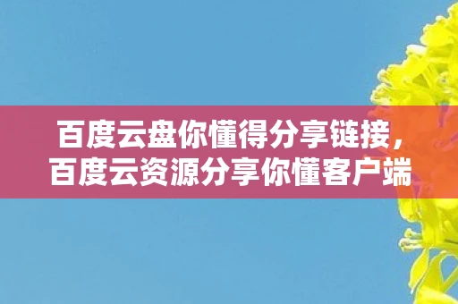 百度云盘你懂得分享链接,百度云资源分享你懂客户端,探索云存储的新境界 百度云盘你懂得分享链接,百度云资源分享你懂客户端,探索云存储的新境界
