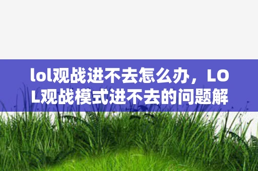 lol观战进不去怎么办,LOL观战模式进不去的问题解析 lol观战进不去怎么办,LOL观战模式进不去的问题解析