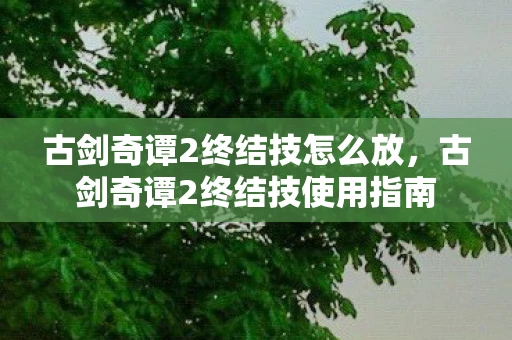 古剑奇谭2终结技怎么放，古剑奇谭2终结技使用指南