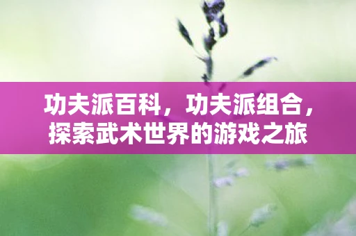 功夫派百科,功夫派组合,探索武术世界的游戏之旅 功夫派百科,功夫派组合,探索武术世界的游戏之旅