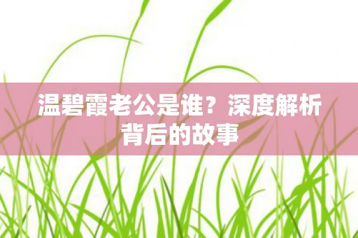 温碧霞老公是谁?深度解析背后的故事 温碧霞老公是谁?深度解析背后的故事