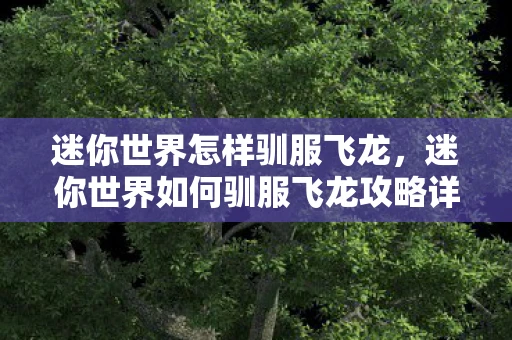 迷你世界怎样驯服飞龙，迷你世界如何驯服飞龙攻略详解