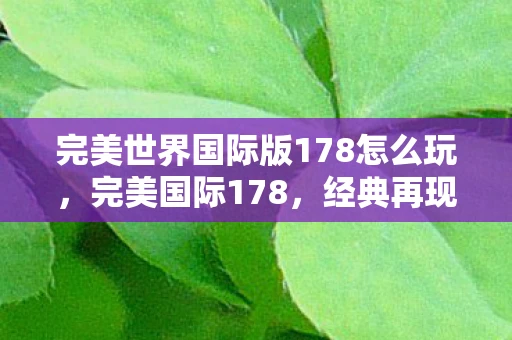 完美世界国际版178怎么玩，完美国际178，经典再现，情怀与创新的交响曲