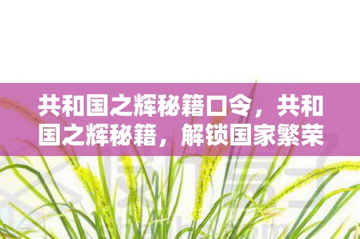 共和国之辉秘籍口令，共和国之辉秘籍，解锁国家繁荣的五大策略