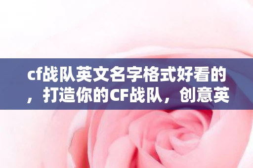 cf战队英文名字格式好看的，打造你的CF战队，创意英文名字全攻略