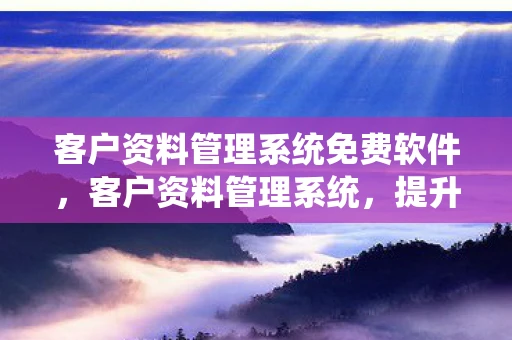 客户资料管理系统免费软件,客户资料管理系统,提升业务效率与增强客户关系的利器 客户资料管理系统免费软件,客户资料管理系统,提升业务效率与增强客户关系的利器