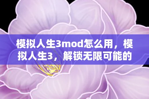 模拟人生3mod怎么用，模拟人生3，解锁无限可能的MOD使用指南