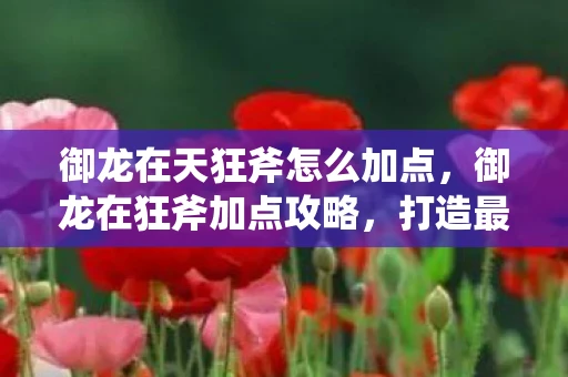 御龙在天狂斧怎么加点,御龙在狂斧加点攻略,打造最强战士 御龙在天狂斧怎么加点,御龙在狂斧加点攻略,打造最强战士