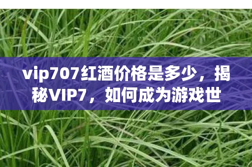 vip707红酒价格是多少，揭秘VIP7，如何成为游戏世界的顶级玩家？