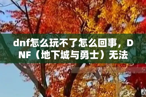 dnf怎么玩不了怎么回事，DNF（地下城与勇士）无法运行？解决攻略大放送！