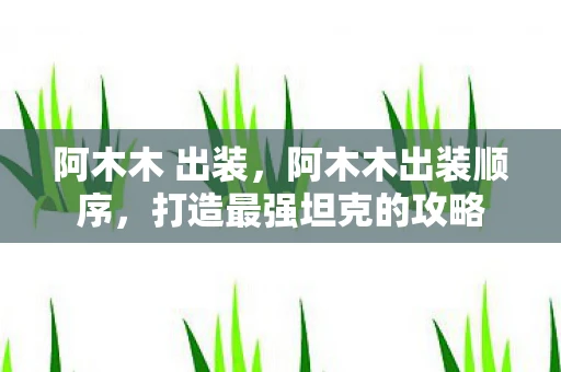 阿木木 出装，阿木木出装顺序，打造最强坦克的攻略