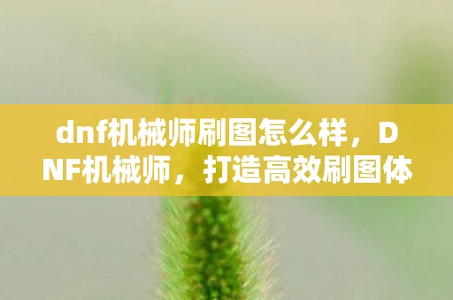 dnf机械师刷图怎么样，DNF机械师，打造高效刷图体验