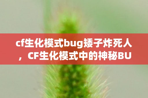 cf生化模式bug矮子炸死人，CF生化模式中的神秘BUG，揭秘与应对
