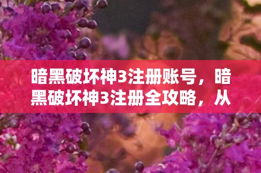 暗黑破坏神3注册账号，暗黑破坏神3注册全攻略，从零开始，打造你的冒险之旅