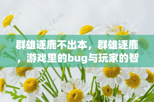 群雄逐鹿不出本，群雄逐鹿，游戏里的bug与玩家的智慧