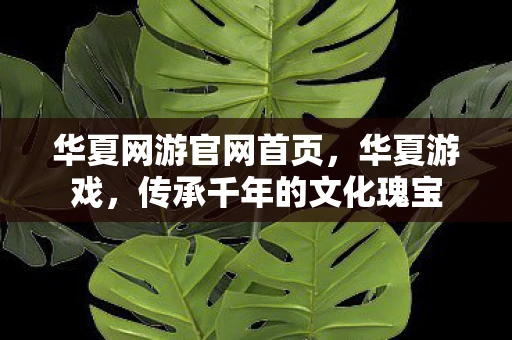 华夏网游官网首页，华夏游戏，传承千年的文化瑰宝